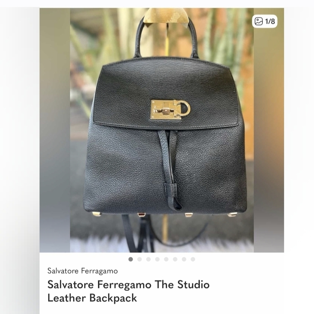 Salvatore Ferragamo Black Leather Backpack